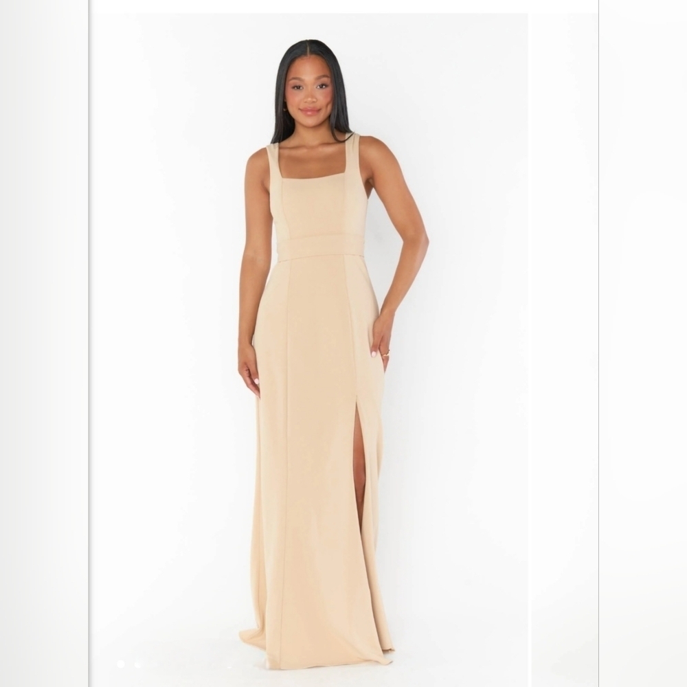 Show Me Your Mumu Paris Gown Champagne Stretch Romantic Minimalist Size Medium - Picture 5 of 7